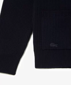 Pullovers-Lacoste Pullovers Cardigan Col V Unisexe En Coton Biologique