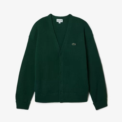 Pullovers-Lacoste Pullovers Cardigan Homme Relaxed Fit Boutons Ton Sur Ton En Laine