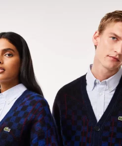 Pullovers-Lacoste Pullovers Cardigan Motif Monogramme En Alpaga Et Laine