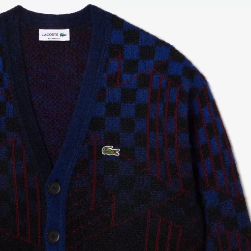 Pullovers-Lacoste Pullovers Cardigan Motif Monogramme En Alpaga Et Laine