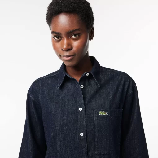 Chemises & Hauts-Lacoste Chemises & Hauts Chemise Femme Oversize Avec Poche En Denim De Coton