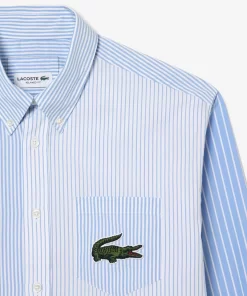 Chemises & Hauts-Lacoste Chemises & Hauts Chemise Unisexe A Rayures Avec Grand Crocodile En Coton