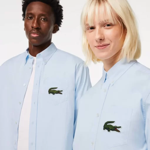 Chemises & Hauts-Lacoste Chemises & Hauts Chemise Unisexe Relaxed Fit En Coton Avec Grand Crocodile