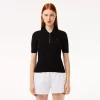 Pullovers-Lacoste Pullovers Polo Col Zippe Femme En Maille