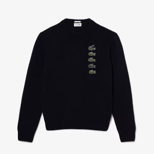 Pullovers-Lacoste Pullovers Pull Avec Badges Iconiques En Laine Et Coton
