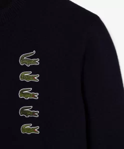 Pullovers-Lacoste Pullovers Pull Avec Badges Iconiques En Laine Et Coton