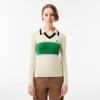 Pullovers-Lacoste Pullovers Pull Col Polo Heritage Fabrique En France En Maille Cotelee