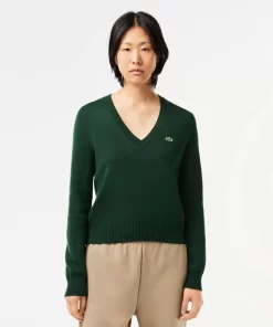 Pullovers-Lacoste Pullovers Pull Col V En Double Face De Coton