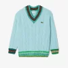 Pullovers-Lacoste Pullovers Pull Loose Fit A Col V En Laine Torsadee