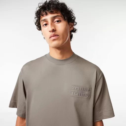 T-Shirts-Lacoste T-Shirts T-Shirt Brode Loose Fit En Jersey De Coton Epais