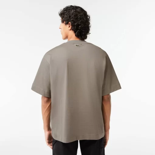 T-Shirts-Lacoste T-Shirts T-Shirt Brode Loose Fit En Jersey De Coton Epais
