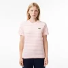 T-Shirts-Lacoste T-Shirts T-Shirt Femme Loose Fit A Rayures En Jersey De Coton