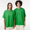 T-Shirts-Lacoste T-Shirts T-Shirt Unisexe Loose Fit Avec Grand Crocodile Coton Epais